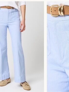 J. Crew Lizzie blue and white striped high waisted patch pocket wideleg pants 29